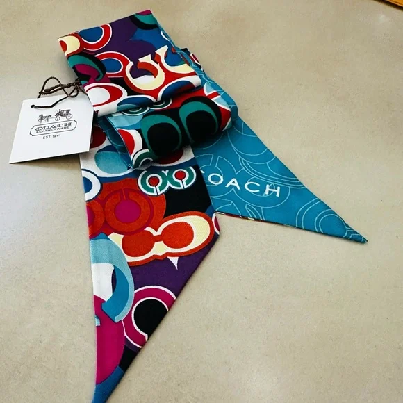 Coach Colorful Patterned Silk Scarf - Picture 5 of 6